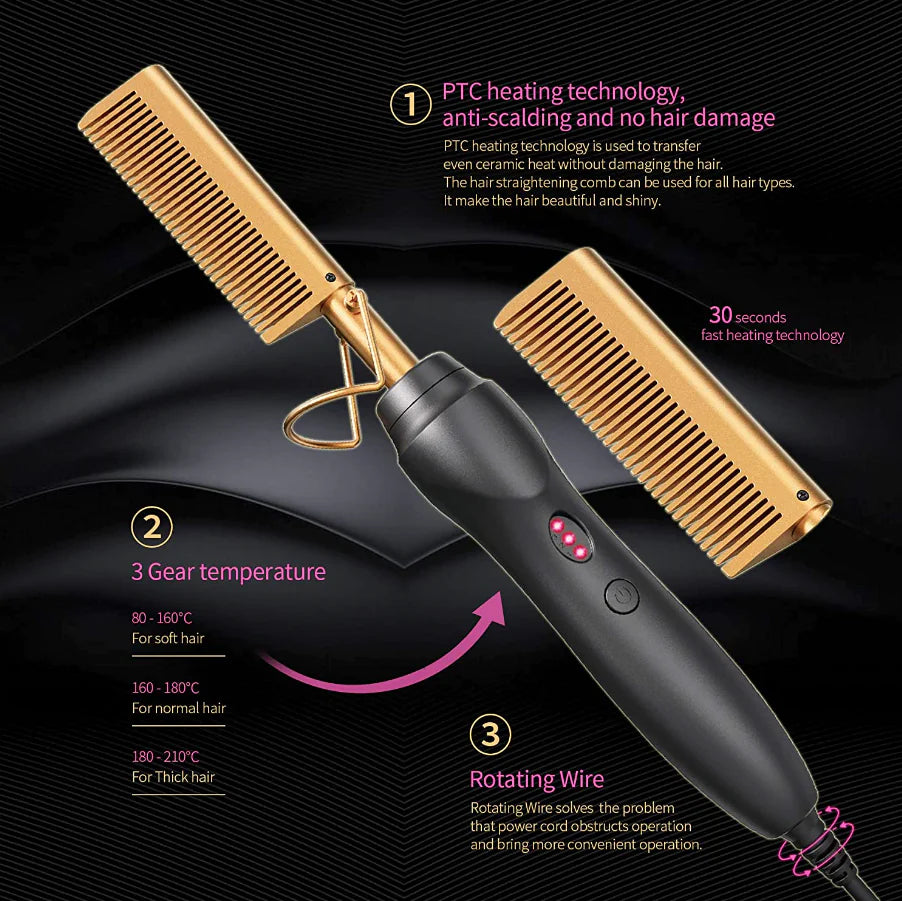 Hair Straightener Comb Pro Electric Beard Straightening